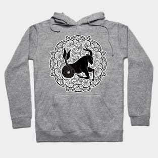 Capricorn Mandala Zodiac in Black and White Hoodie